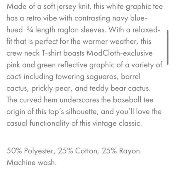 Modcloth Raglan Tee Dessert Cacti Print Grey Blue XS - Picture 4 of 11